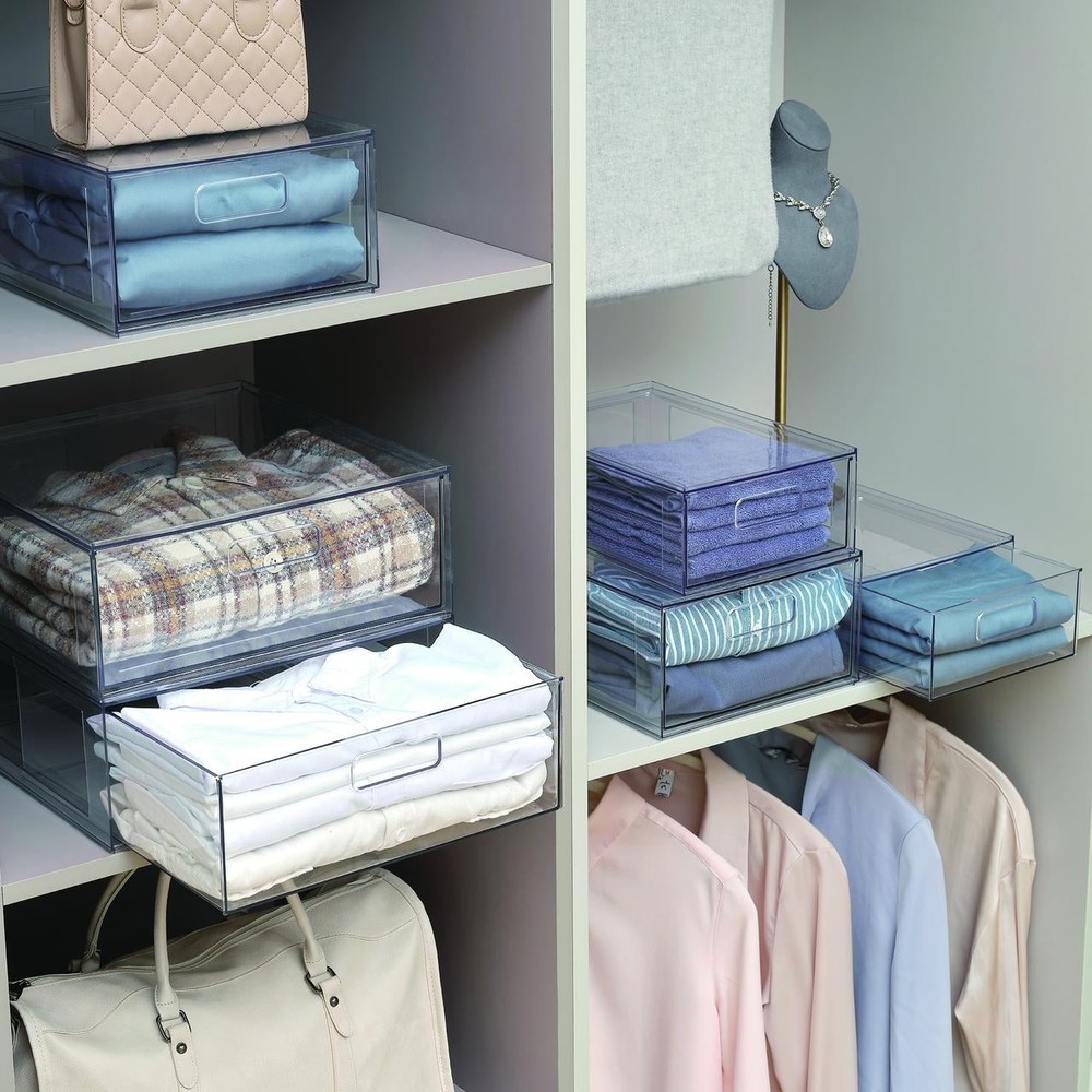 2 pack Clear Glossy Plastic Pull-Out Closet Drawer Small Size Adult Size