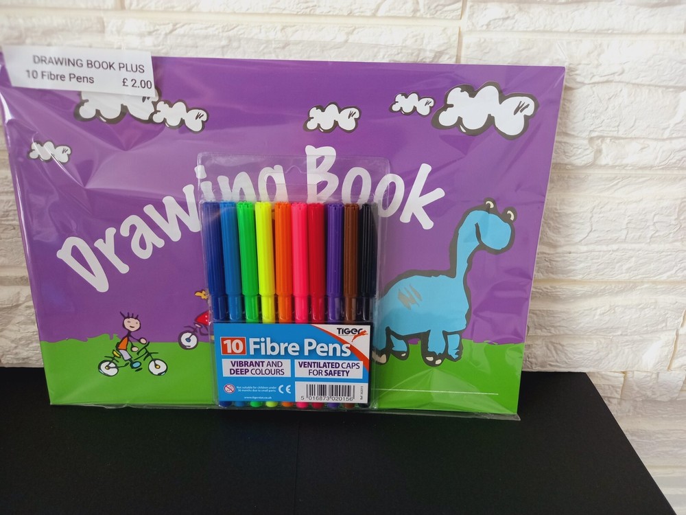 Drawing Pad plus 10 Fibre pens set