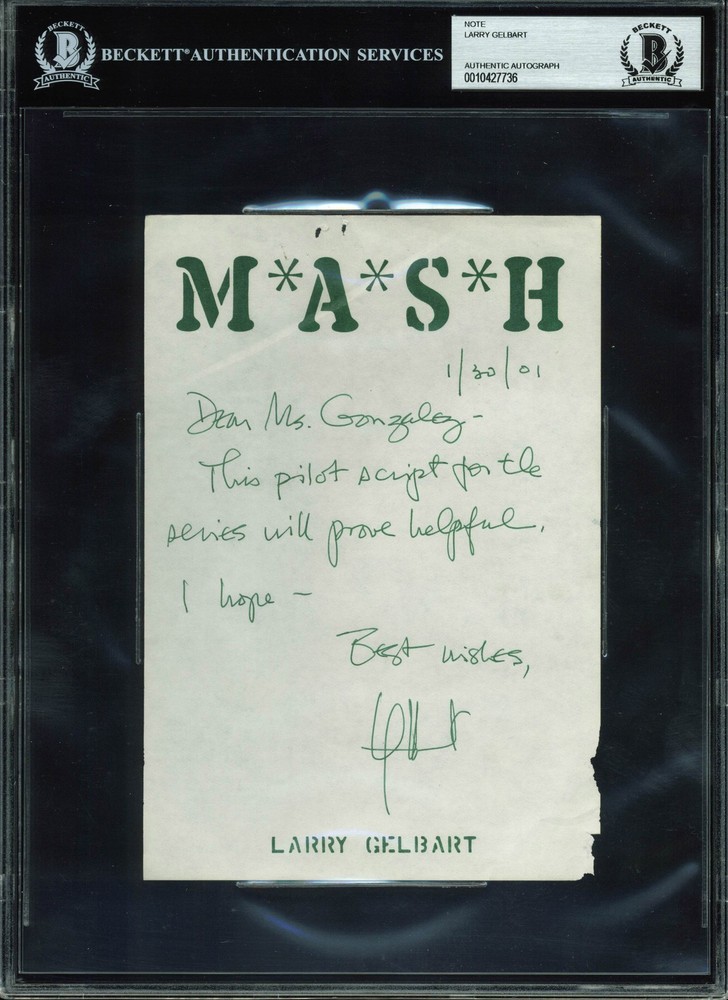 Larry Gelbart Authentic Signed Handwritten 5.5x8 Letter Dated 1/30/01 BAS Slab