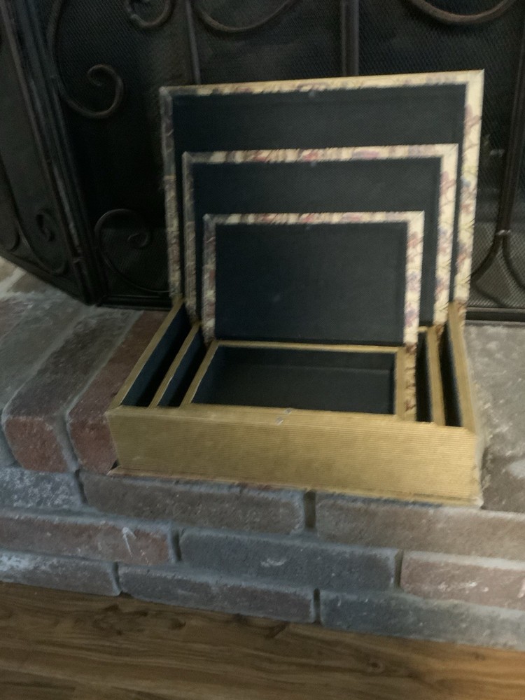 Old World Map Covered Nesting Boxes For Storage and/or Decor