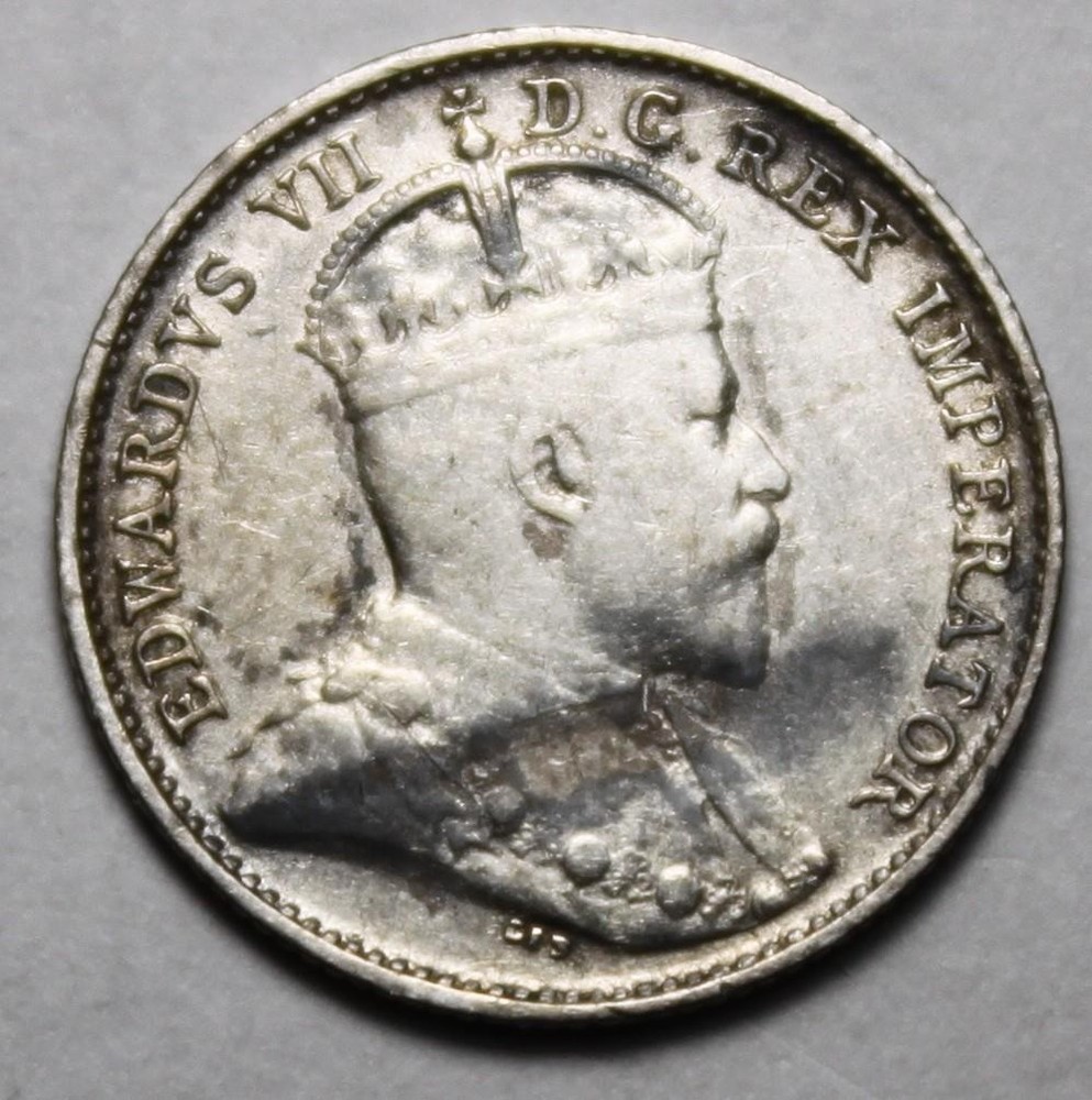 Canada 1908 Large Date Silver 5 Cents (C337)