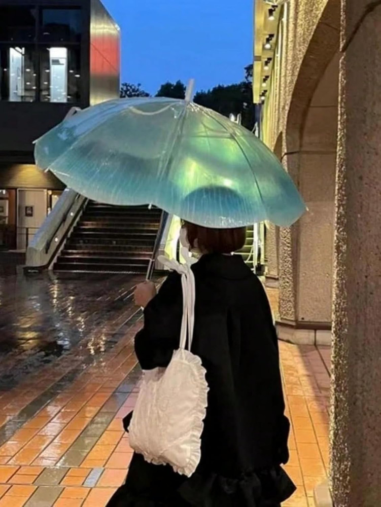 Jellyfish Transparent Umbrella, Romantic Creative Cute Automatic Open J Hook Han
