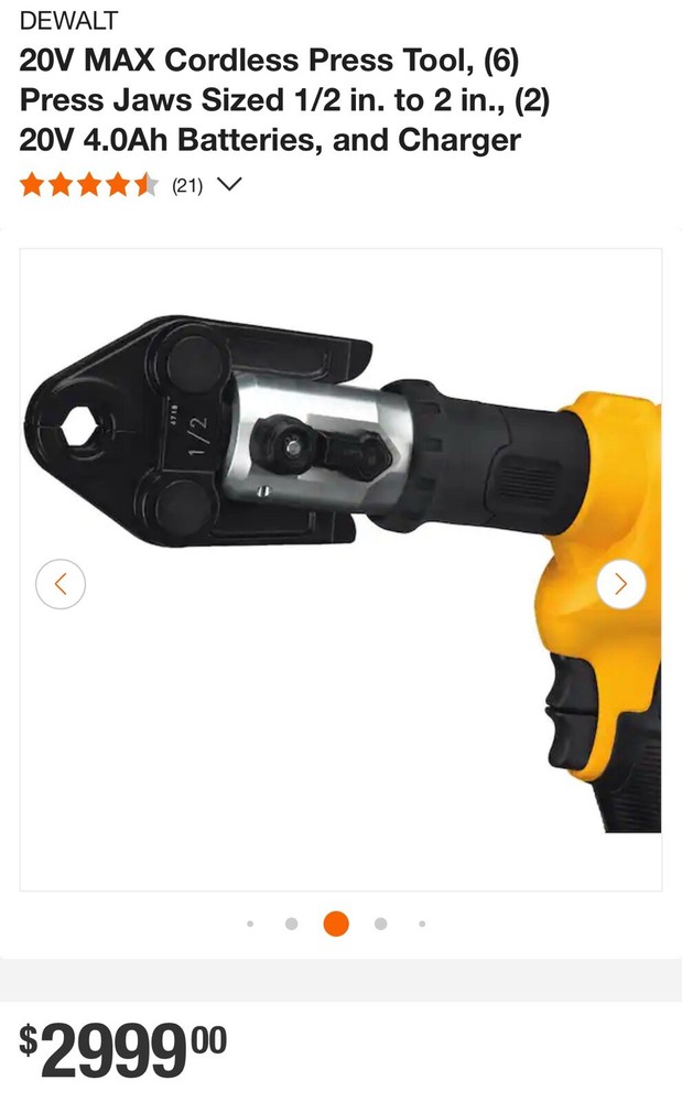 DeWalt Pro press Tool Cordless 1/2” To 2” Jaws