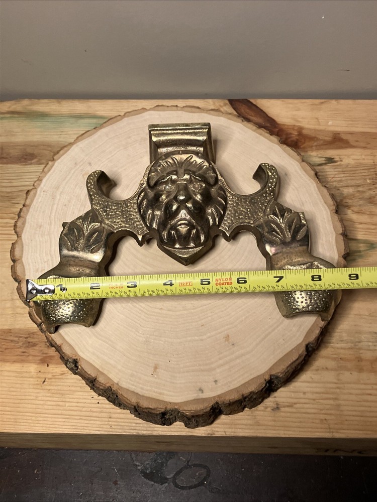 Vintage Brass LION'S HEAD ANDIRON / FIREDOG