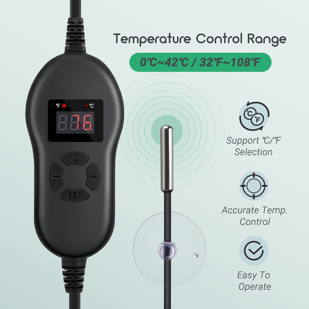 2/4 Pcs Seedling Heat Mats Digital Thermostat Controller Daisy Chain Hydroponic
