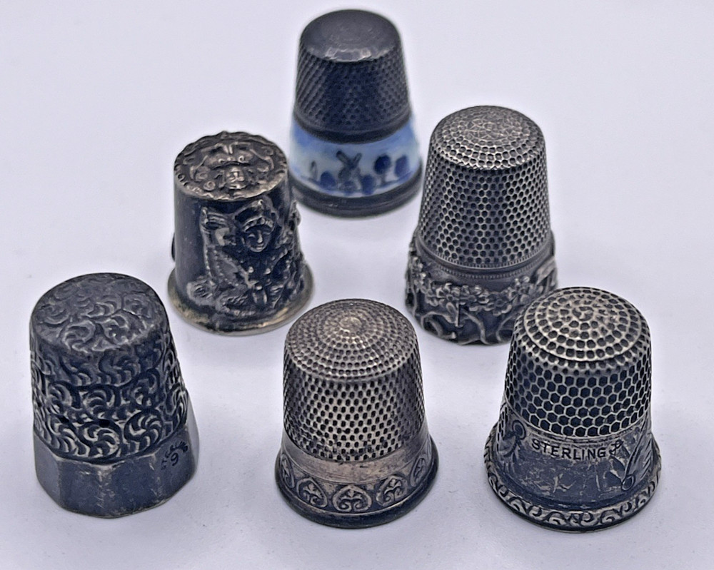 6 Sterling Silver Vintage Thimbles
