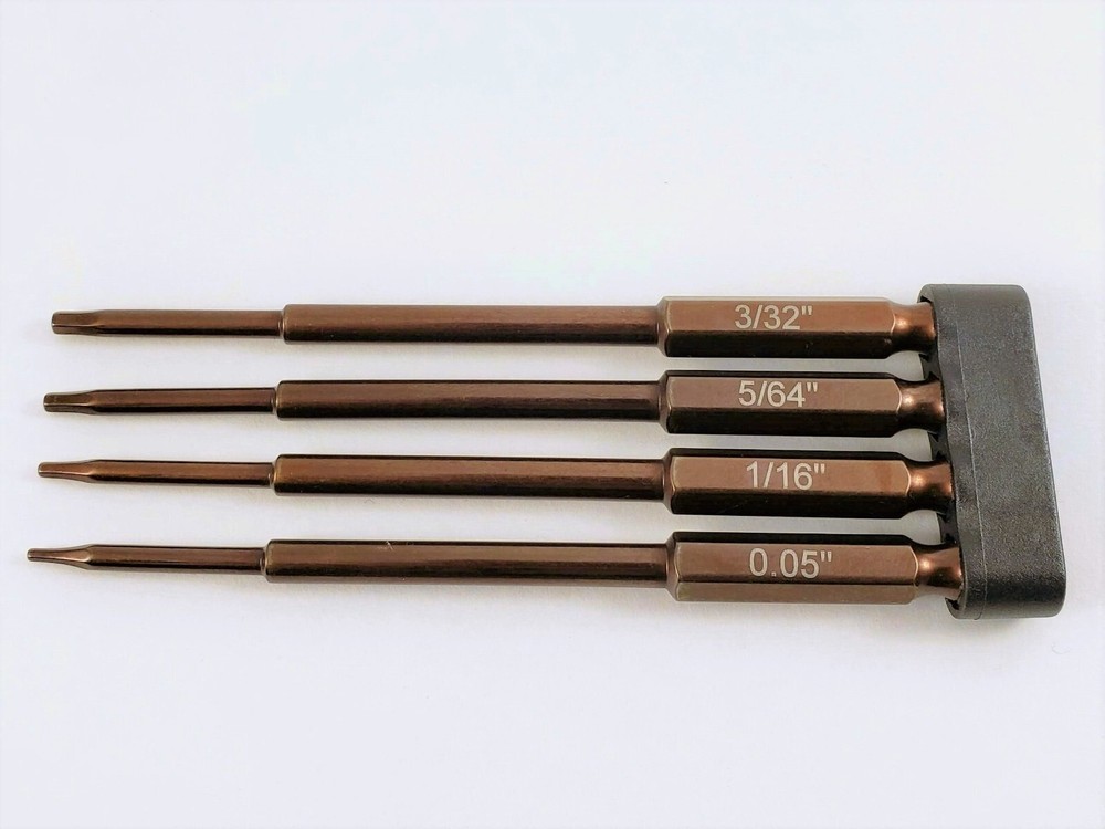 Standard Imperial Hex Driver Speed Tip RC Power Tool Bits Set (0.05" - 3/32")