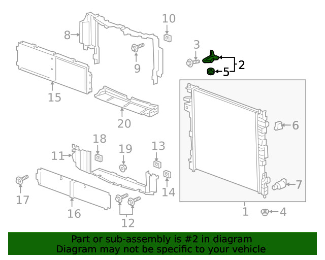 Genuine GM Driver Side Radiator Upper Bracket 84254448