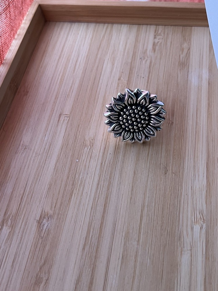 Artisan Sunflower Ring 925 Sterling Silver Size 8 Boho Statement Piece