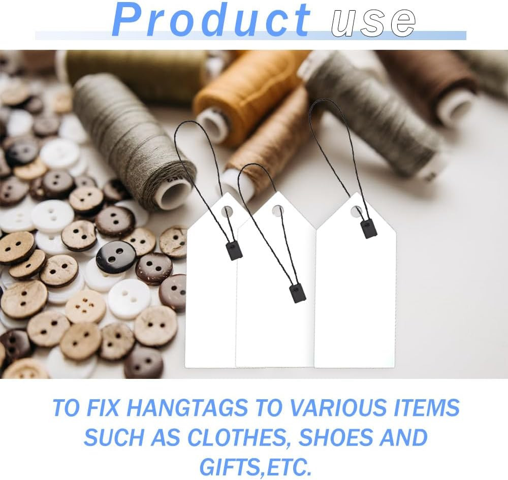 1000Pcs Hang Tag String Nylon Snap Lock Pin Loop Fastener Hook Ties Tag Strings