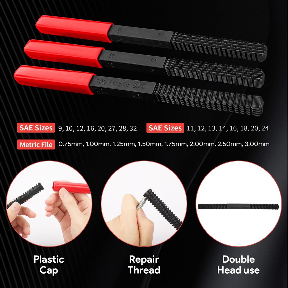 3Pcs Thread File Set Thread Restorer File Set Metal Repair Tool Durable