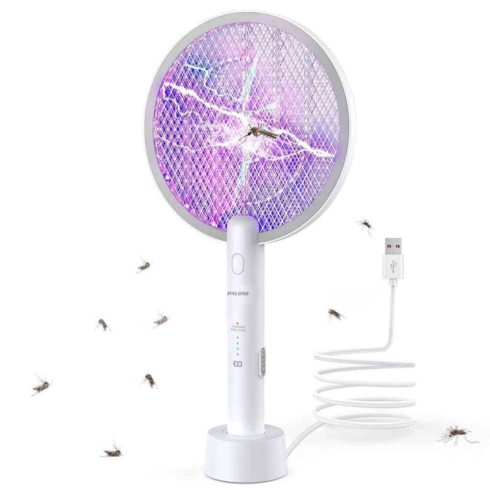 Handheld USB Rechargeable Mosquito Fly Swatter Zapper Killer Bug Insect Racket
