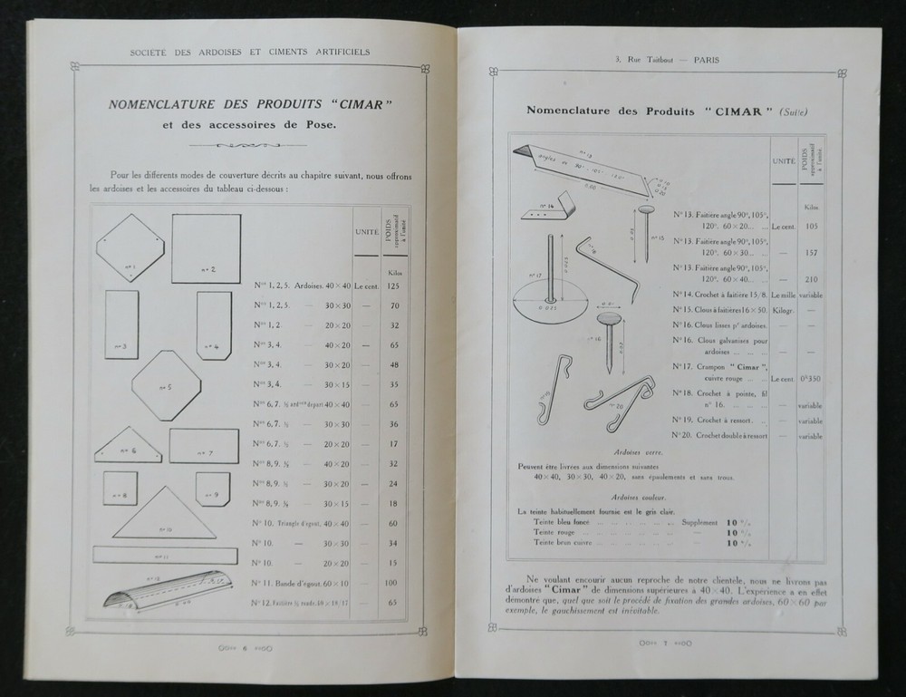 1923 CIMAR Artificial Slate and Cement Catalog Catalog