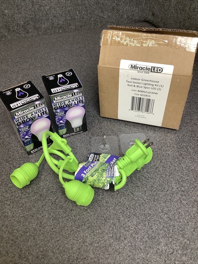 Miracle LED Indoor Greenhouse Two Socket Lighting Kit Red & Blue Spec M52B
