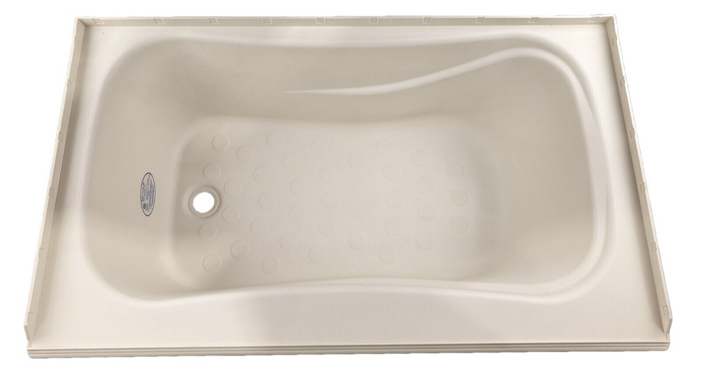 RV Bath Tub 40" x 24" Parchment Left Drain Trailer Camper Wash Bath Room Shower