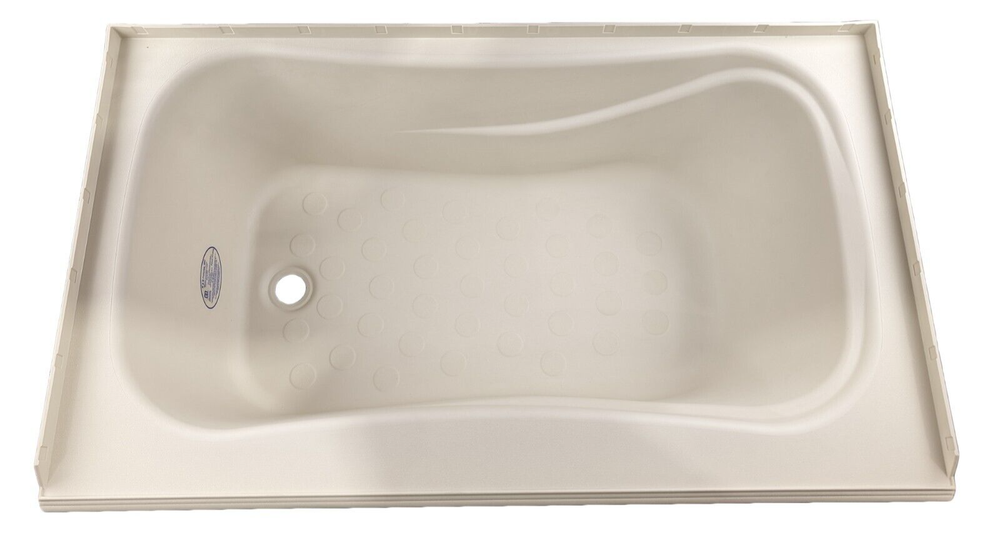 RV Bath Tub 40" x 24" Parchment Left Drain Trailer Camper Wash Bath Room Shower