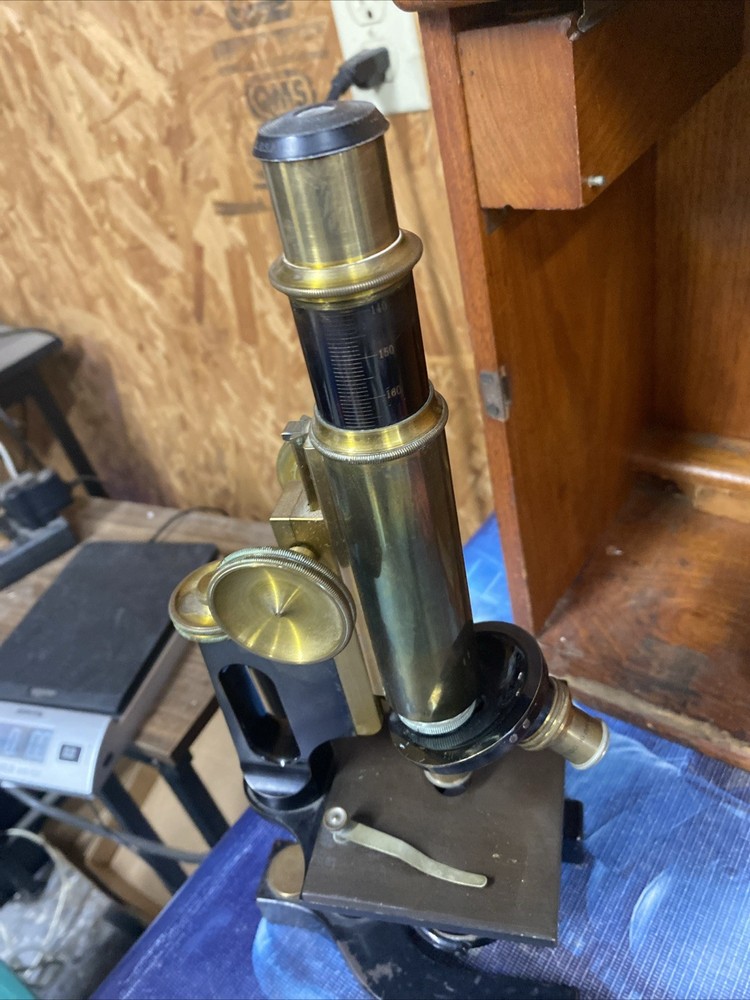 Antique Bausch & Lomb Jug Handle Microscope Plus Case