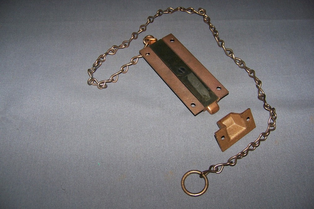 Vintage, Unused, Spring Loaded, Chain Door Bolt - See Description