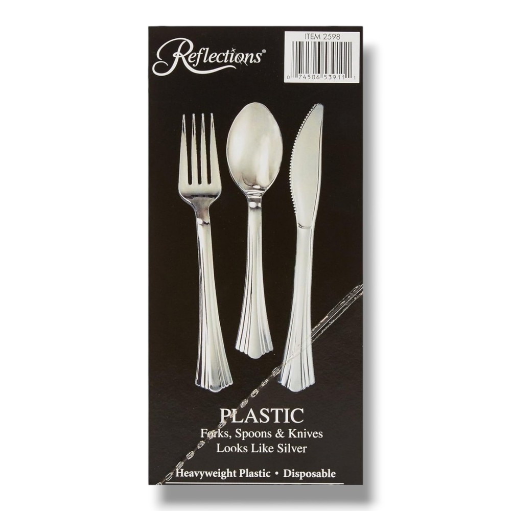 Reflections Heavyweight Plastic "Looks Like Silver" Disposable Flatware 160 pcs