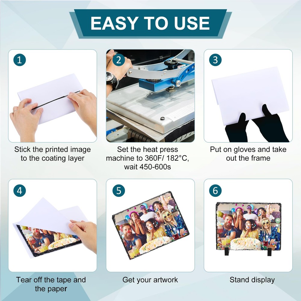 PATIKIL 10x Sublimation Slate Blanks Rectangular Stone Photo Frames 5.9"x7.9"