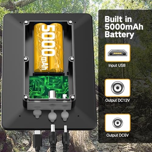 Solar Panel for Trail Camera, 5000mAh Rechargeable Battery Trail Camera Solar