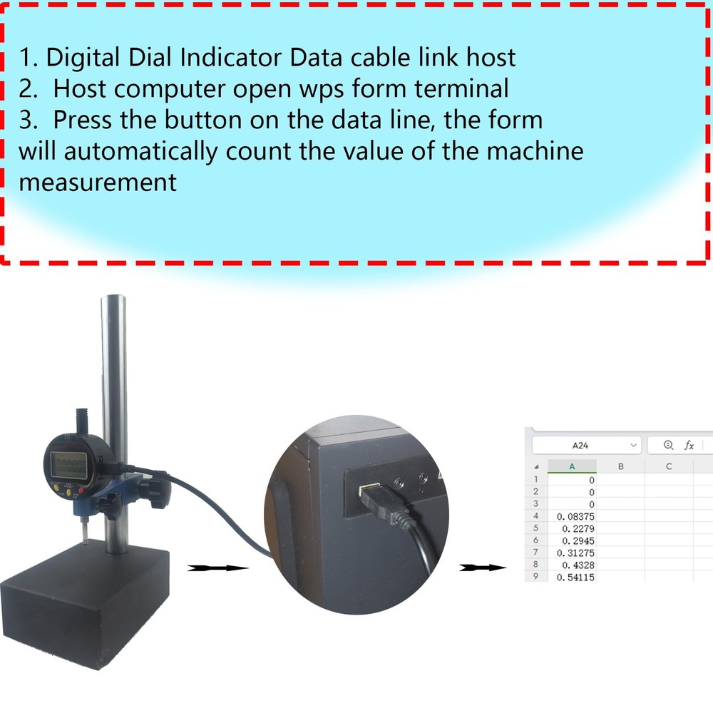 AICEYI Rs231 Data Cable for Digital Dial Indicators cable R231