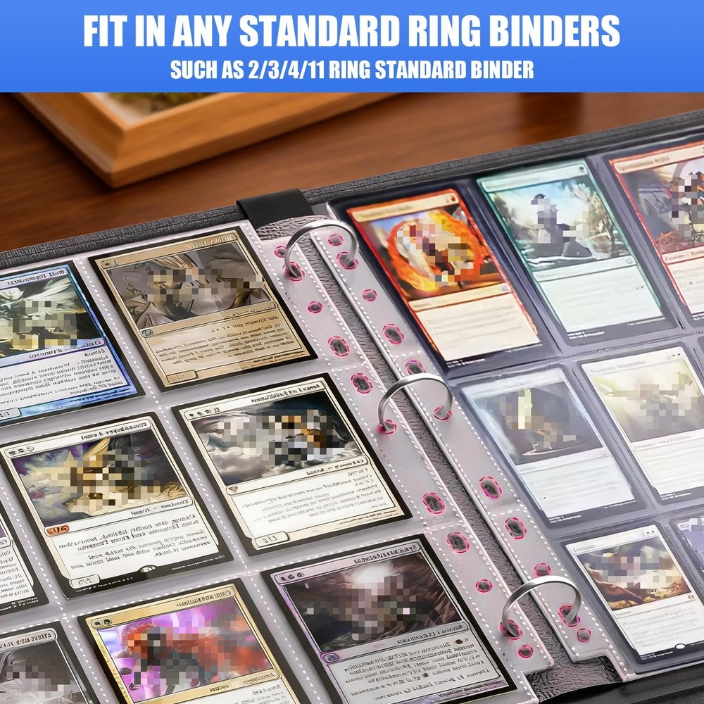 65 Pack 9 Pocket Card Sleeves Binder Sheets, Trading for 3 Clear