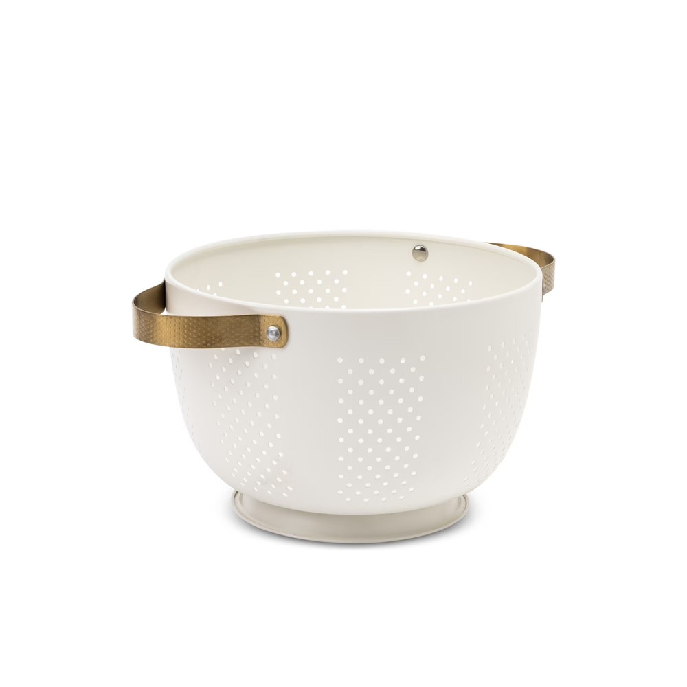 Thyme & Table Cream and Gold Colander - Large Kitchen Strainer for Pasta,