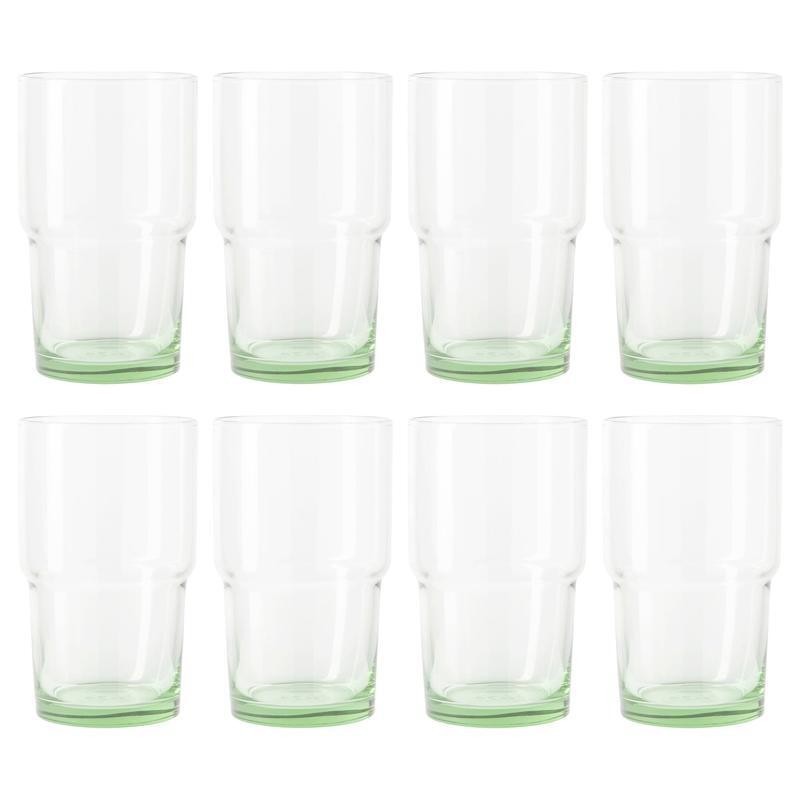 8 Pack Stackable Recycled Glassware 15 oz Dishwasher Safe Drink Glasses New