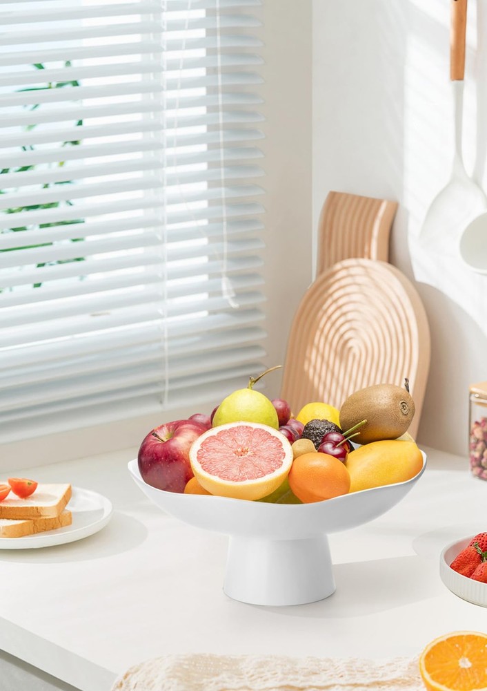 Ceramic Fruit Bowl for Kitchen Counter, Modern Fruit and Bread Basket Stand,1...