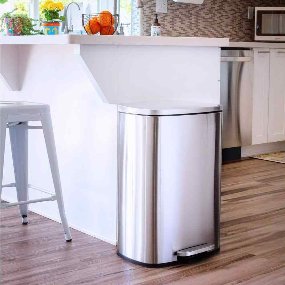 Qualiazero Kitchen Trashcan Rectangle Step on 13 Gal Stainless Steel FREE SHIP