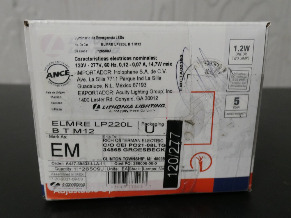 NEW LITHONIA LIGHTING LED QUANTUM EMERGENCY LIGHT