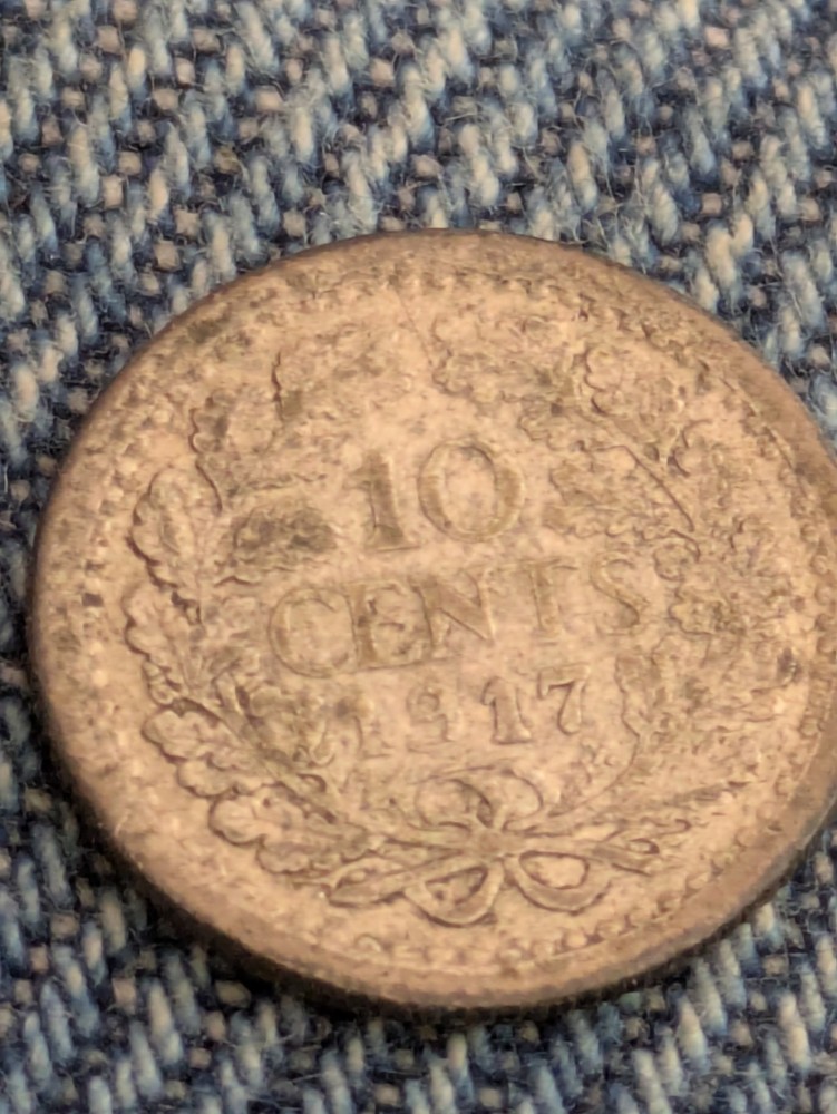 1917 Netherlands 10 Cents Silver