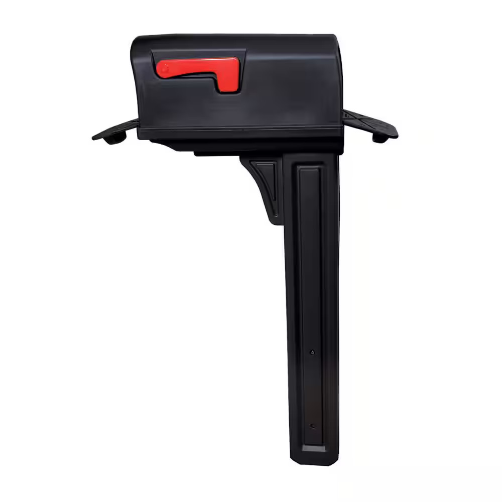 Classic Black, Medium, Plastic, All-In-One Mailbox and Post Combo