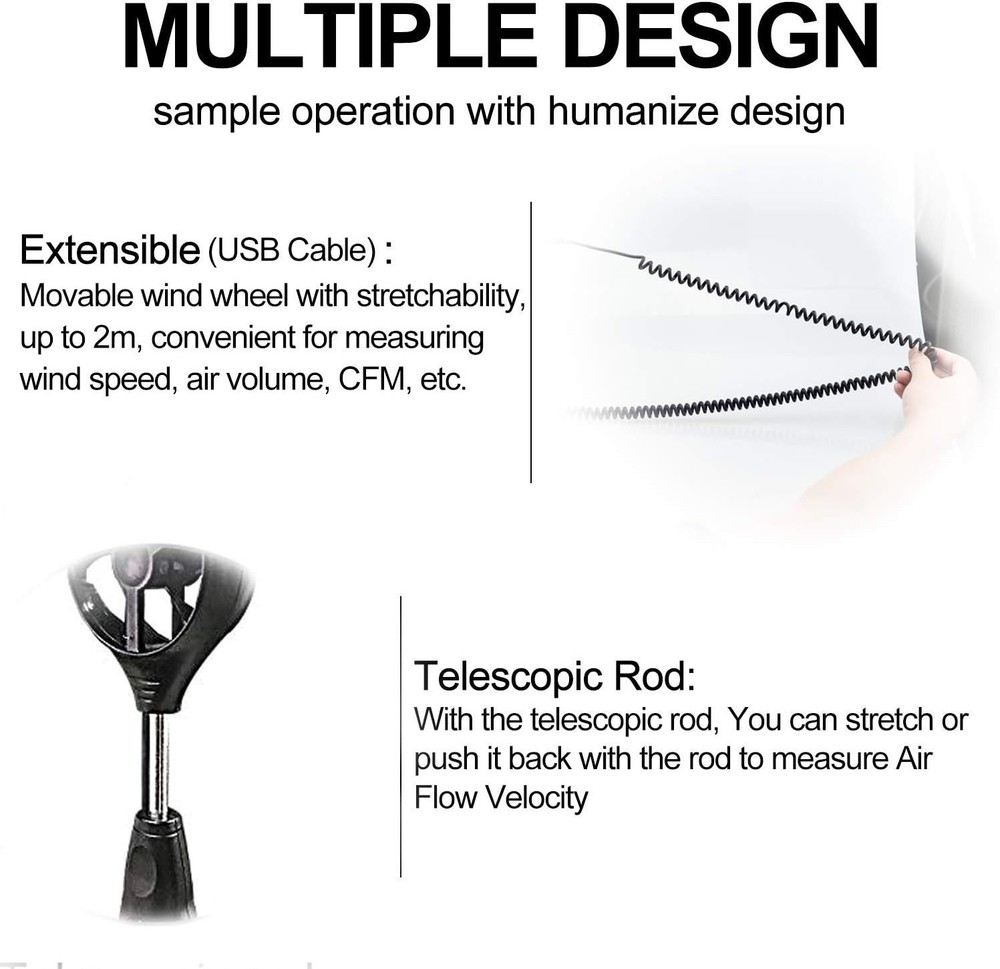 Pro HVAC Anemometer Handheld CFM Meter Wind Speed Meter with USB Data Export PC