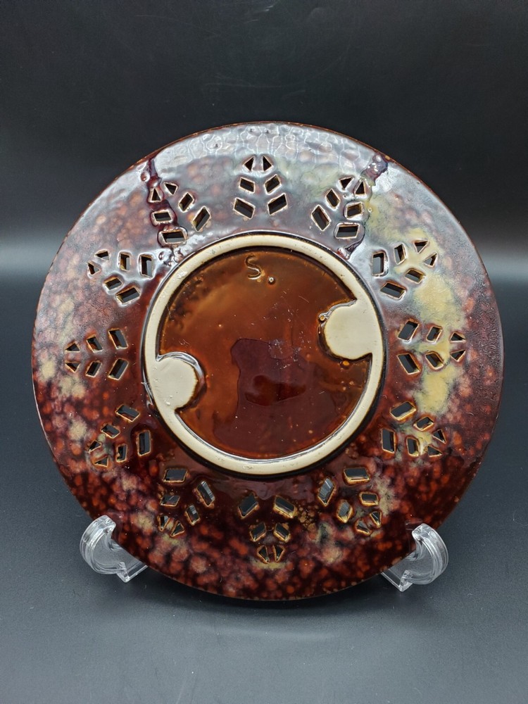 Ceramic Candle Plate with Leaf Cut-outs