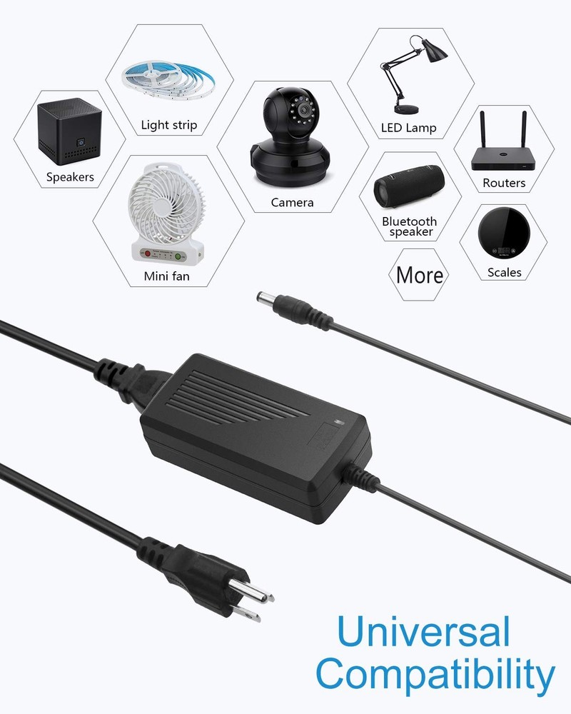 Versatile 12V 5A Power Adapter with Safety Features for Electronics - Indoor Use