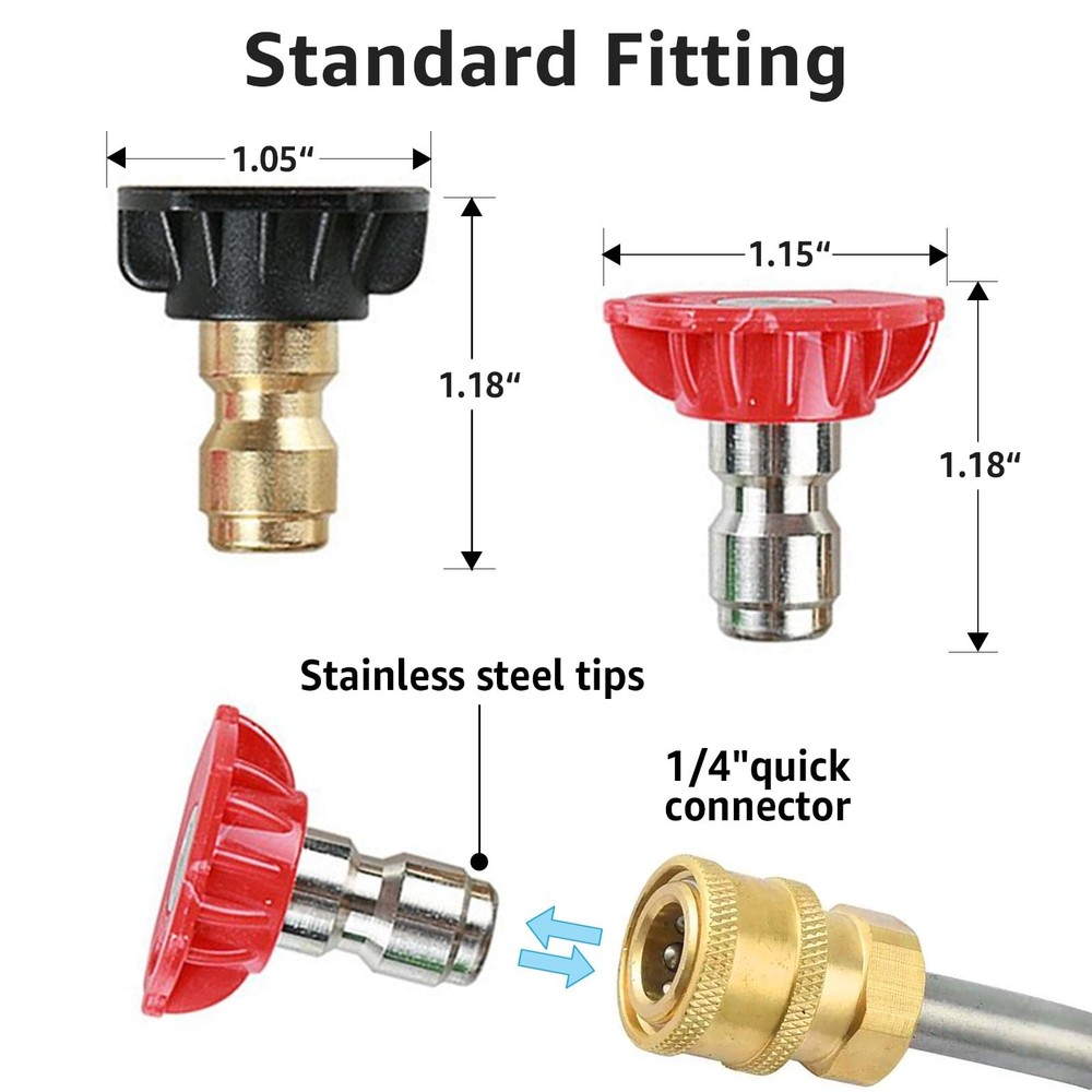 Pressure Washer Tips Power Washer Soap Nozzle Tips Multiple Degrees 1/4 Quick...