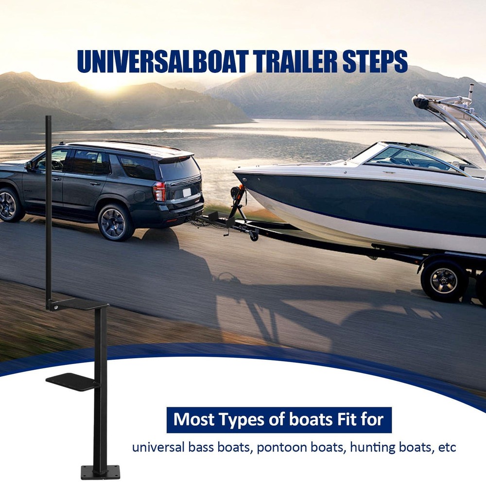 3 Steps Triple Step Boat Trailer Steps W/Handle Universal Fit Bass Boat