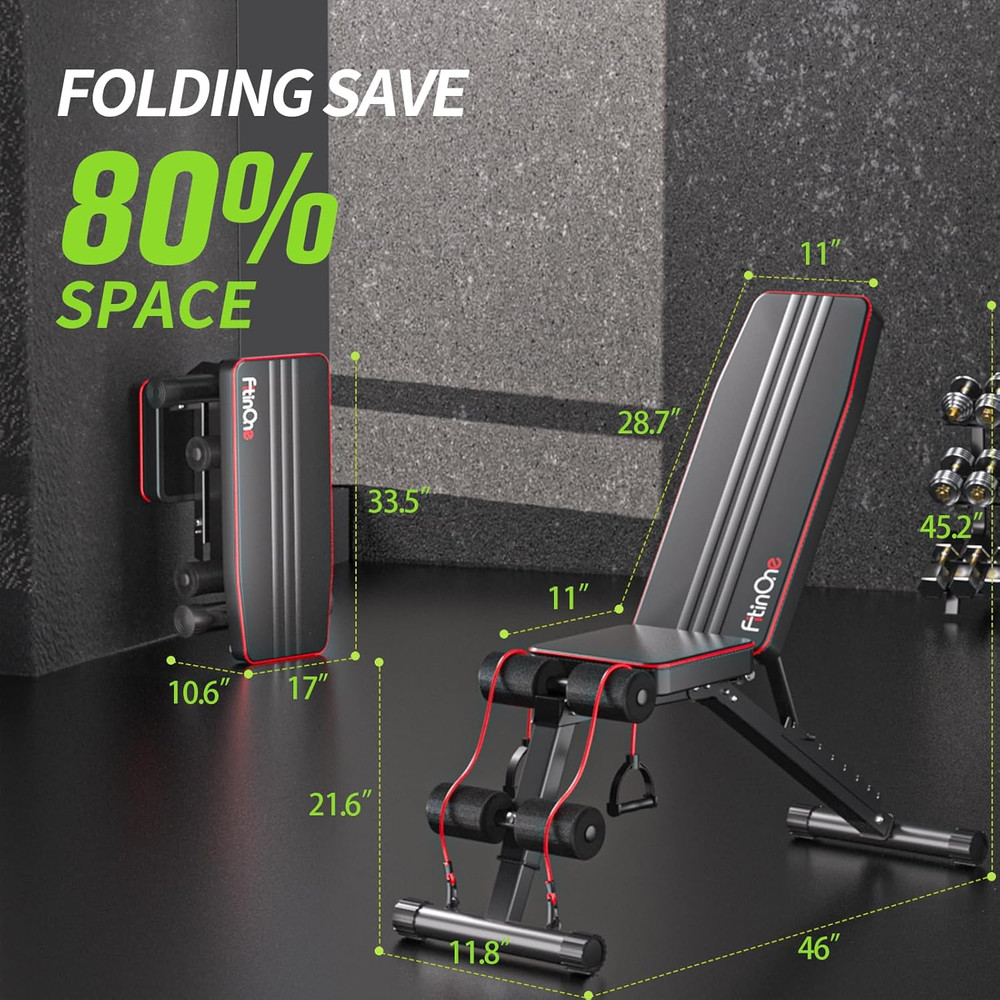 Adjustable Folding Weight Bench for Home Gym, 660 Lbs Capacity Multi-Functional
