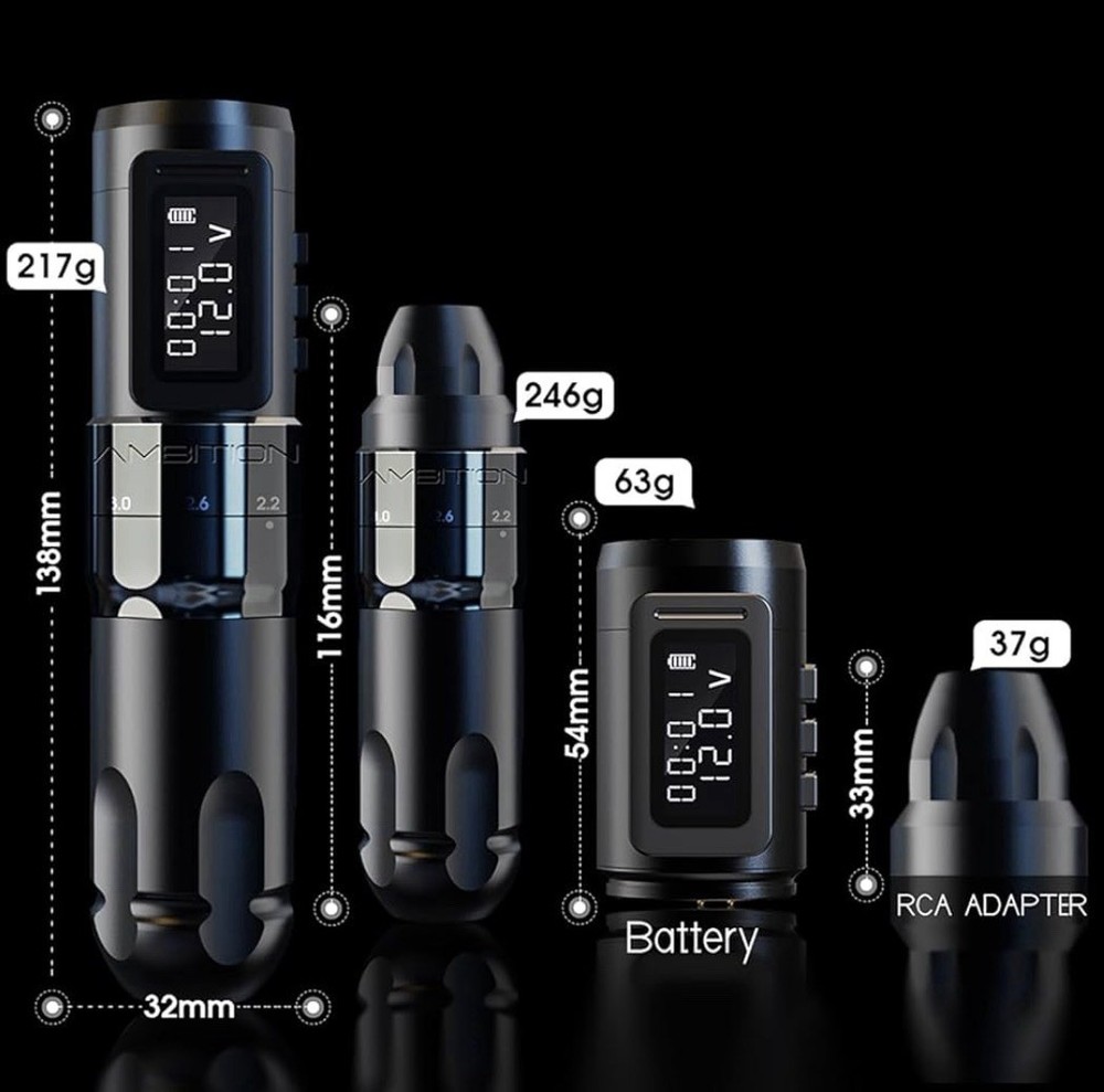 Ambition Mars-U Wireless Tattoo Machine Kit with Adjustable Stroke