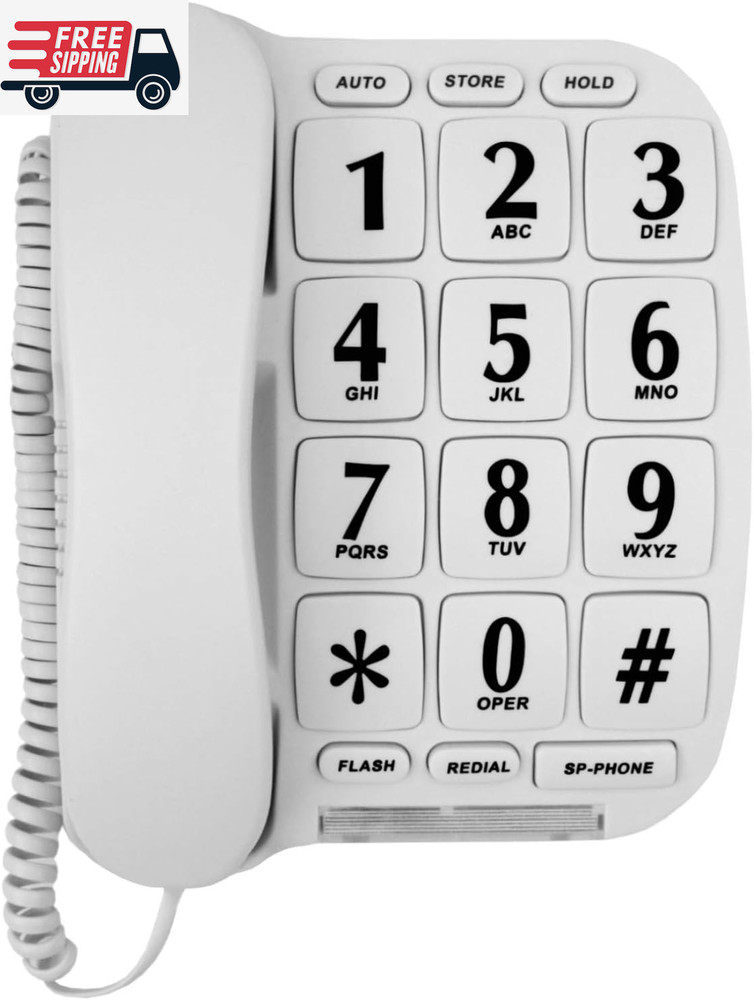Big Button Phone for Wall or Desk with Speaker and Memory