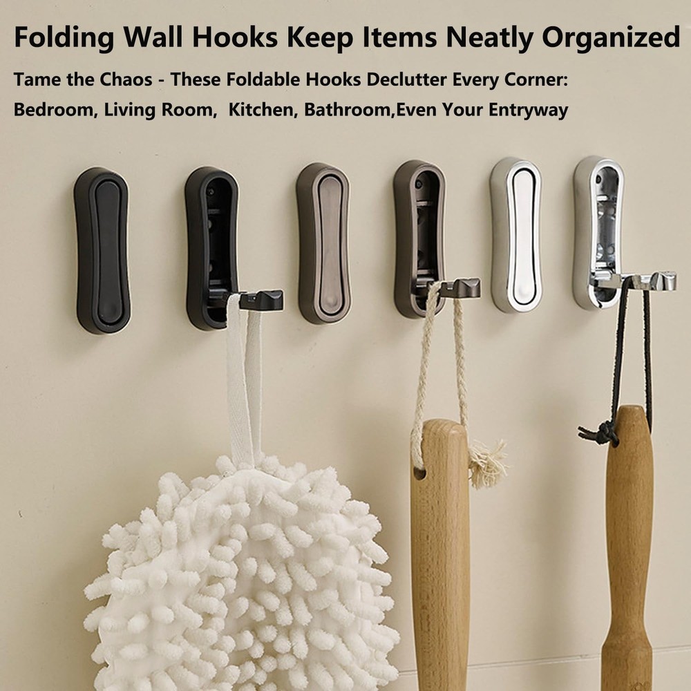 4PCS Foldable Wall Hook, Alloy Flip Down Hook with Screws, Heavy Duty Foldabl...