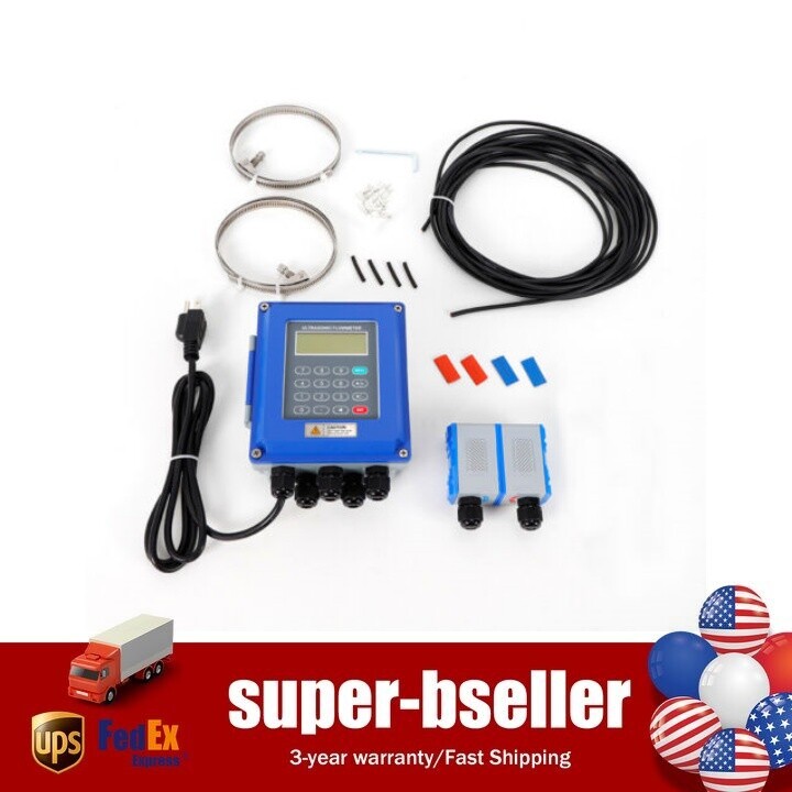 TUF-2000B Ultrasonic Flowmeter Wall Mounted Digital Host Water Flow Meter Set