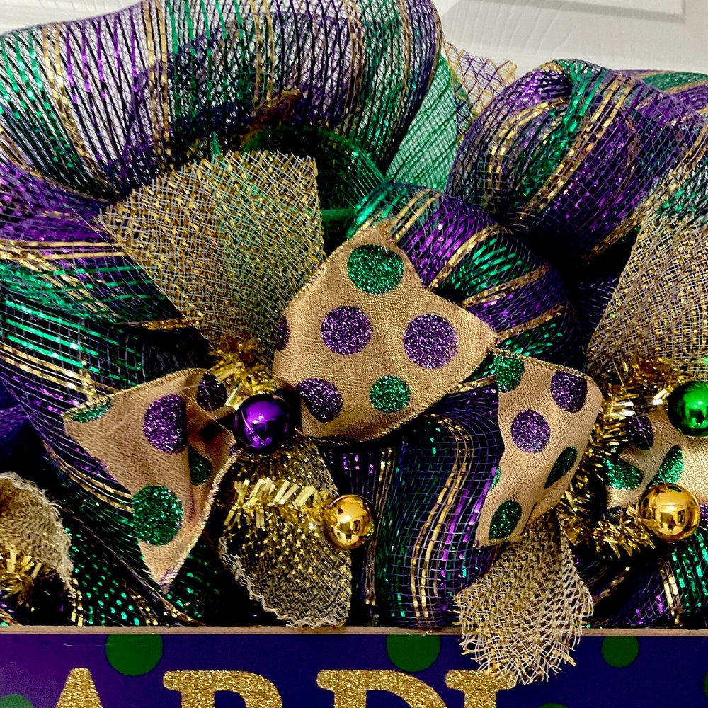 Mardi Gras Handmade Deco Mesh Wreath