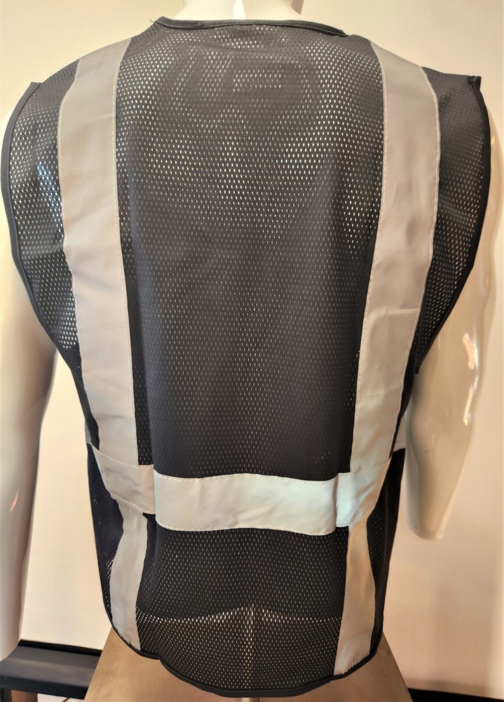 High Visibility Reflective Black Safety Vest