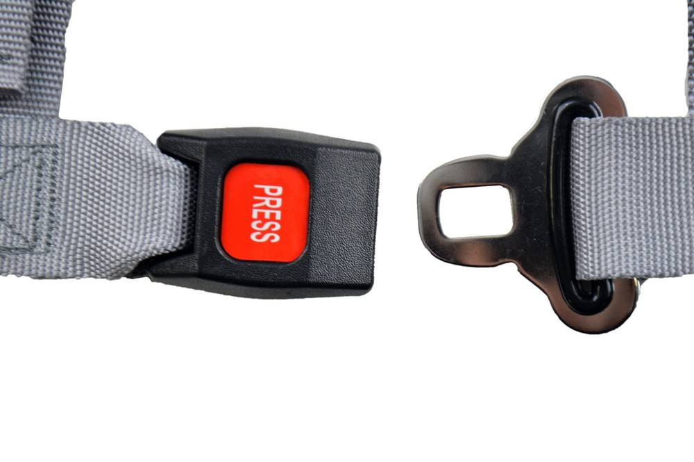 2" FLOOR MOUNT 3 POINT HARNESS SEAT BELT BOLT IN PULL DOWN LAP BELTS GREY