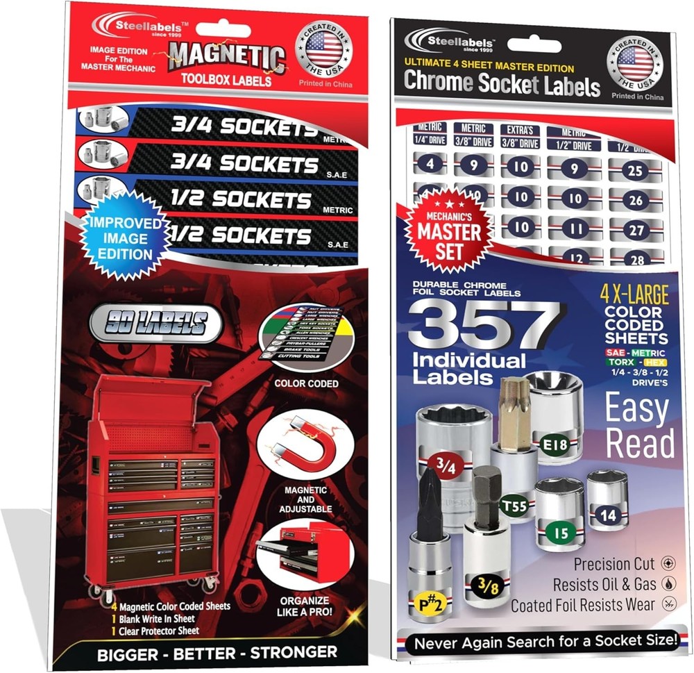 Ultimate Master Magnetic Toolbox & Socket Label Set 447pc + 90 Toolbox Labels