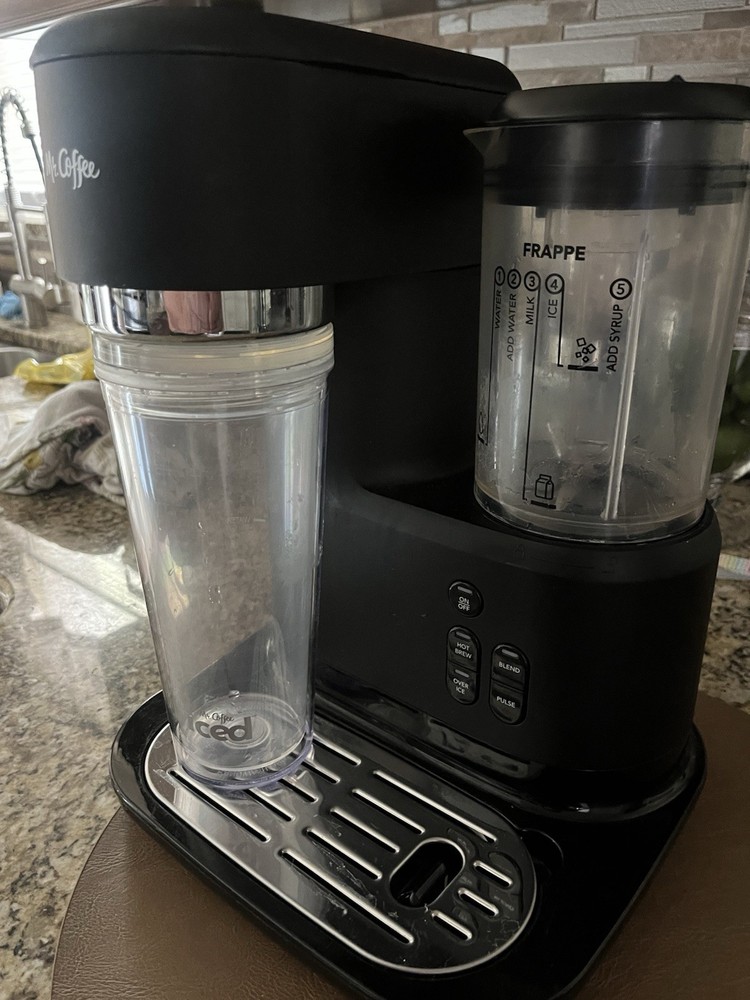 Mr. Coffee Frappe Maker Black Filter Machine for Iced Coffee with Blend Function