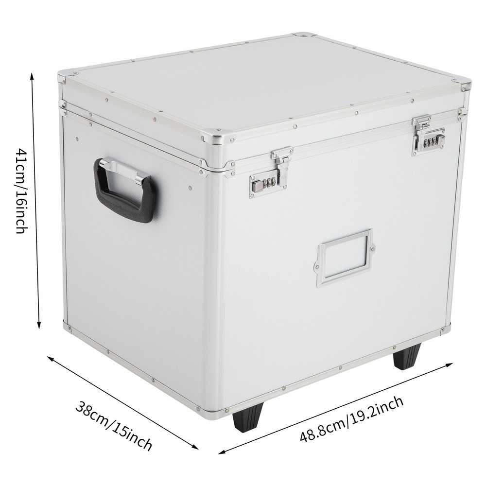 Waterproof Document Box Locking Mobile File Storage Organizer Aluminum Alloy